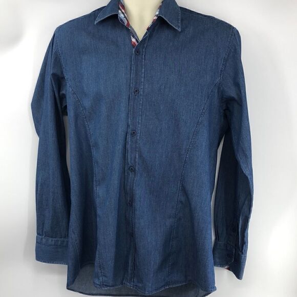 Enzo Tovare long sleeve chambray cotton shirt - Picture 1 of 7